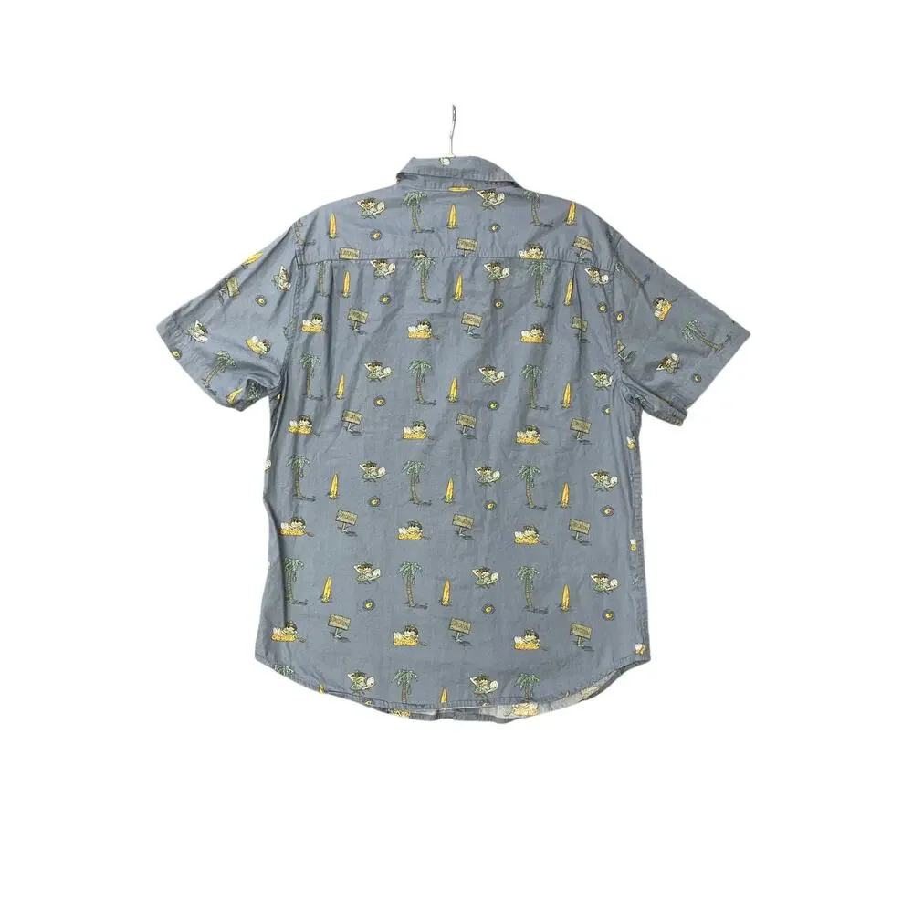 Matix Stay Cation Hawaiian Button Up Shirt Size Large Vacation Beach Summer